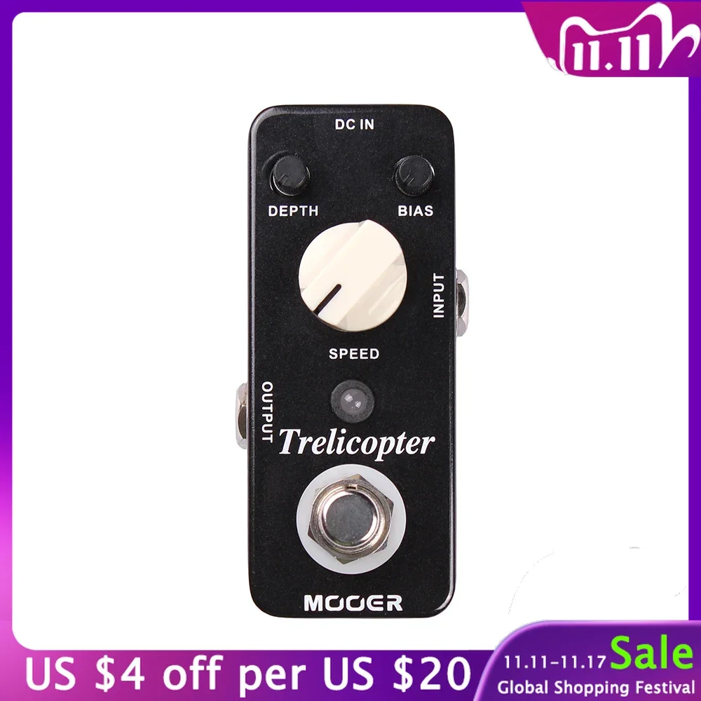 

MOOER Trelicopter Guitar Effect Pedal Tremolo Classic Optical Tremolo Pedal Electric Guitar Synthesizer Effector True Bypass