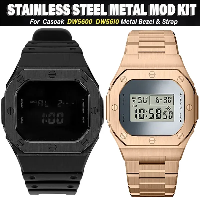 Casioak Dw5600/dw5610 Металлический Ободок Из Нержавеющей Стали Рамка И Ремешок Для
