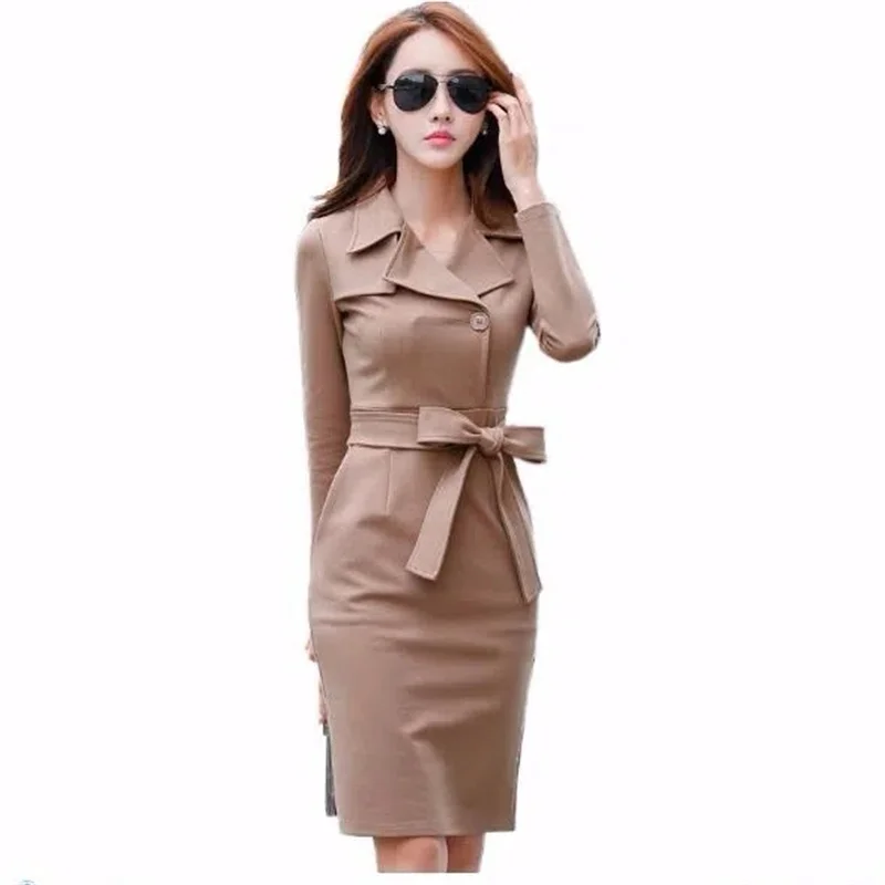 

Women Dress 2023 Spring Autumn New Female Long Sleeved Dress Mid-length Slim Package Hip Dress Ladie Fashion Waist Dresses