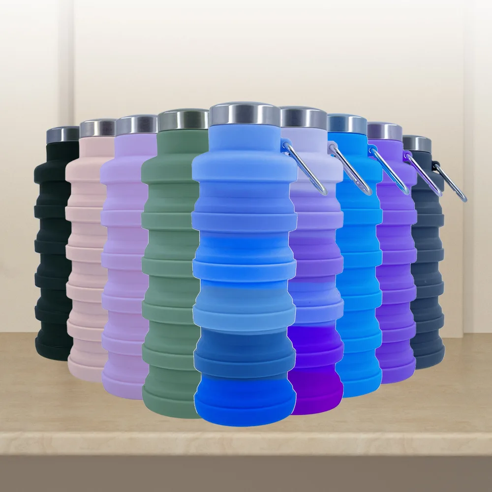 

Retractable Silicone Water Bottle Portable Outdoor Folding Water Bottle 500 Ml Large Capacity Cycling Water Bottle Fitness