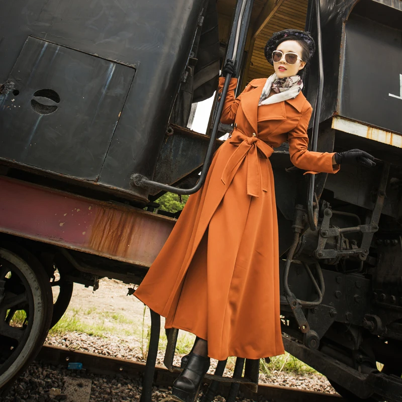 9. Осенняя женская одежда. Новый облегающий X-длинный плащ для похудения больших