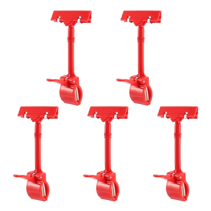 

Hot SV-5X Merchandise Retail Sign Card Price Tag Display Holder Clip Clamp Red