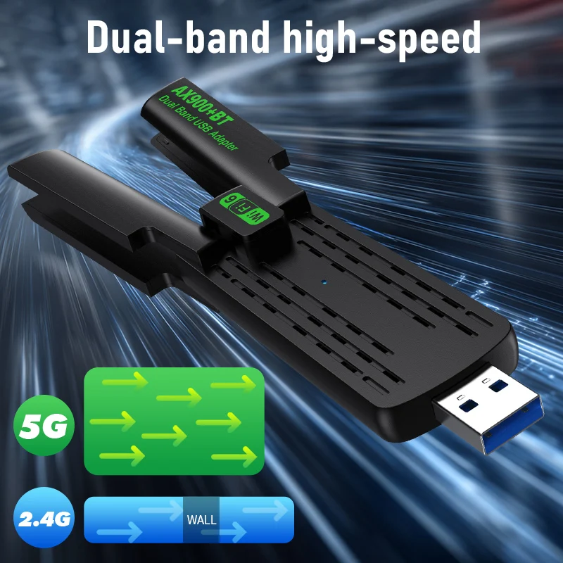 Фото AX900 WiFi USB-адаптер WiFi6 Bluetooth 5,4 двухдиапазонный 2,4G + 5,8 ГГц 2 антенный ключ USB приемник беспроводной карты для ПК/ноутбука №2