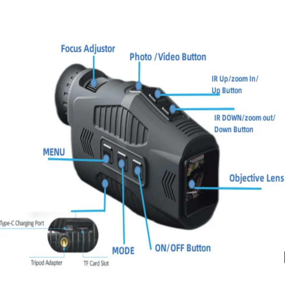 

Монокулярное устройство ночного видения Full Dark, высокое разрешение, инфракрасное 1080P, инфракрасное ночное видение HD 5x, цифровое