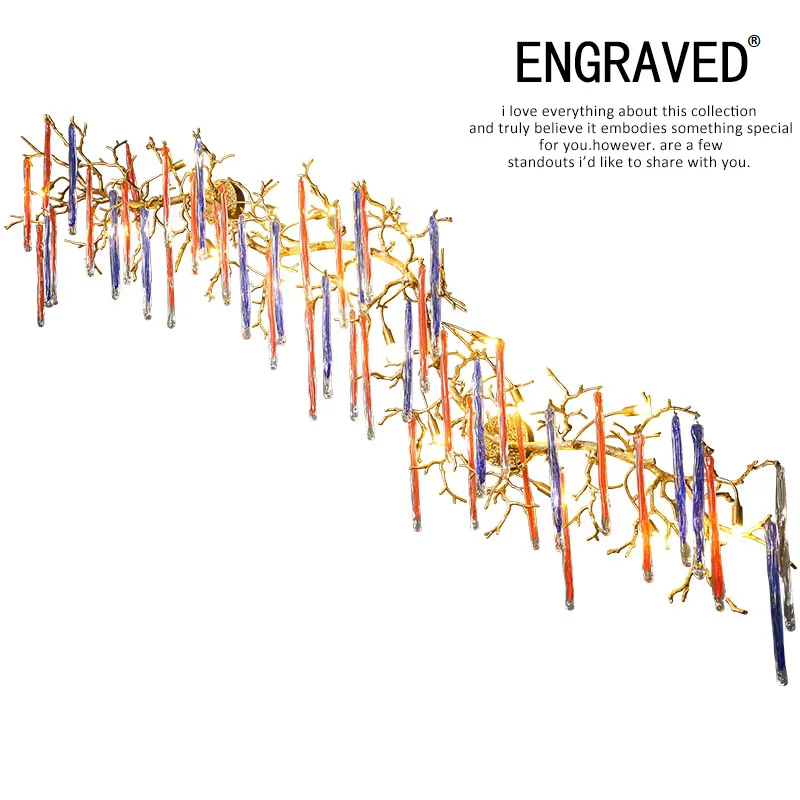 

ENGRAVED Copper Wall Lamp Colour Handmade Glass Indoor Decoration Lighting Fixture Living Room Led Sconce for Home Vintage Retro