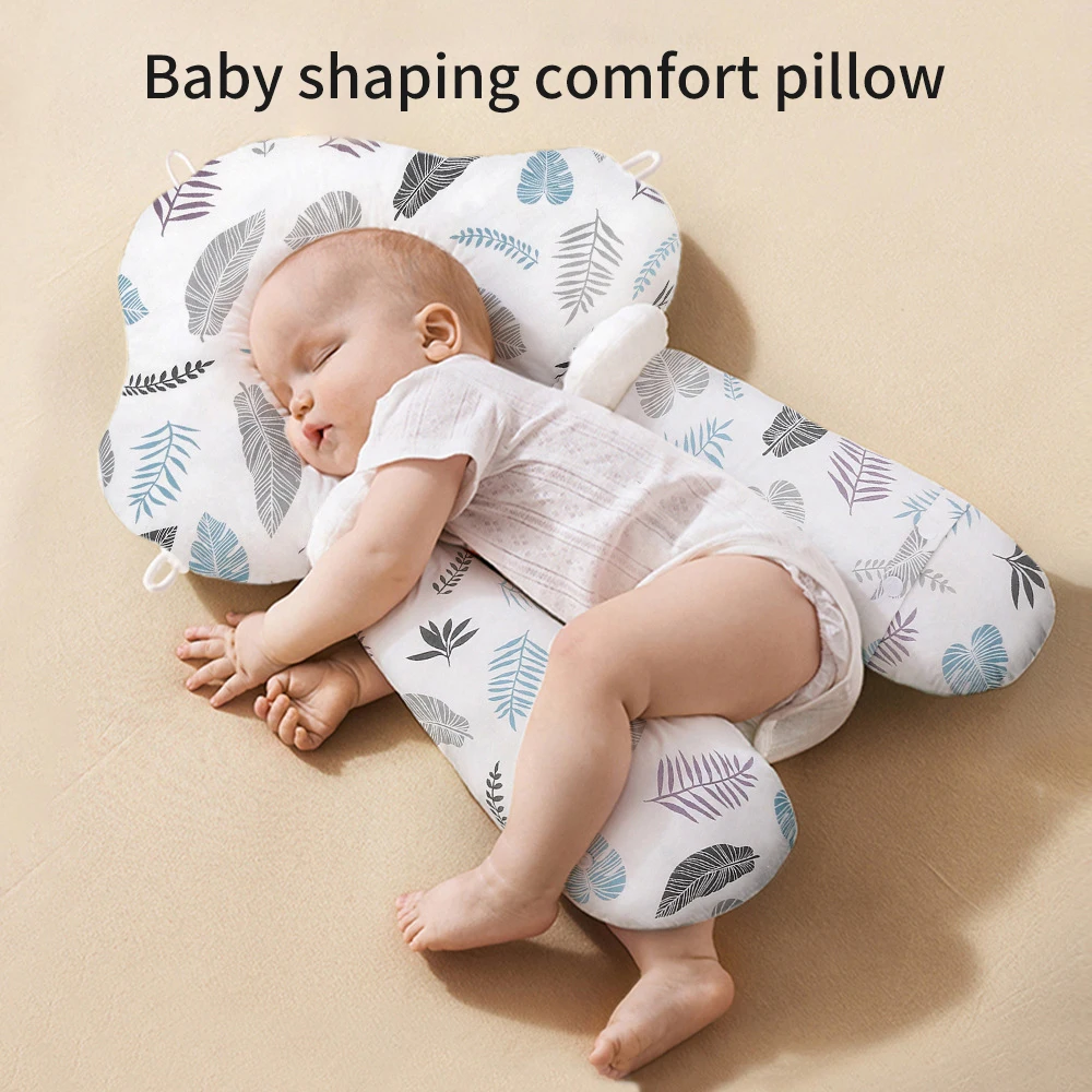Mommy Town Corrective Head Type Anti-Deflection Cotton Baby Shaped Pillow With Double Sides And Four Seasons Use Baby Sleeping