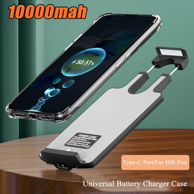 

Universal Battery Charger Case For iPhone 13 12 11 Pro Huawei Samsung S22 OPPO Xiaomi Power Bank Charging Battery Charger Cases