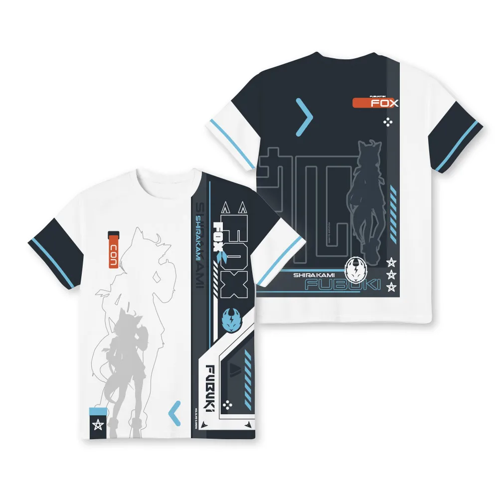 

Hololive Vtuber Shirakami Fubuki Cosplay T-shirt Men Wome Summer 3D Print Short Sleeve Shirt