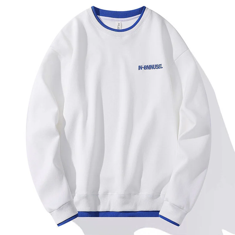 

Loose Sports Sweatshirts O-neck Casual Hip-hop Oversize Embroidered Letters Long Sleeve Top Hit Color Men's Clothes Four Seasons