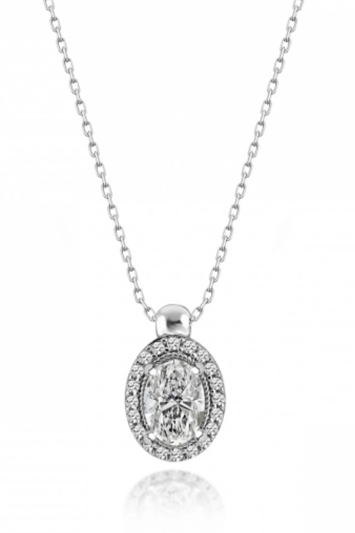 

Crystal Diamond Zirconia certified oval 1 carat engagement necklace