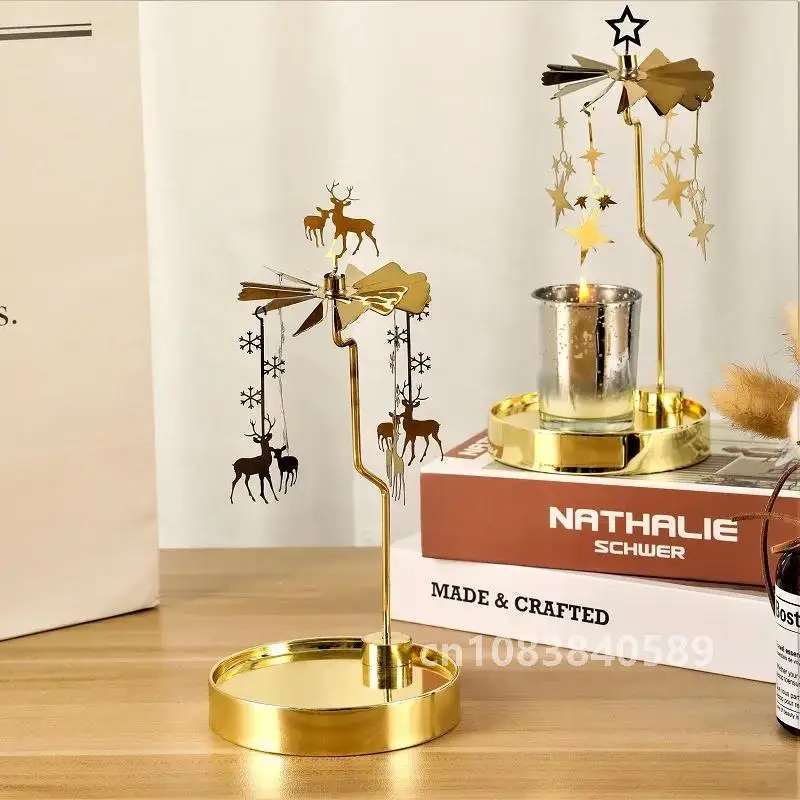 Треугольный/круглый поднос вращающийся подсвечник Рождественский олень