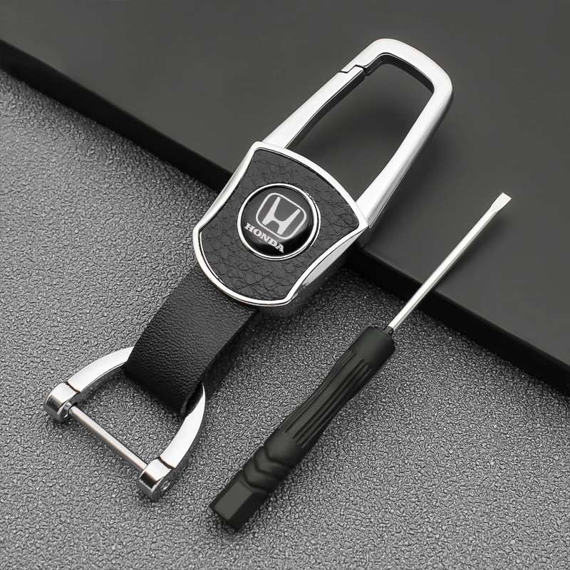

Car Keychain Leather Metal Badge Styling keyRing Accessories For Honda Civic Accord Jazz Fit CRV Mugen Odyssey CITY HRV Dio CBR