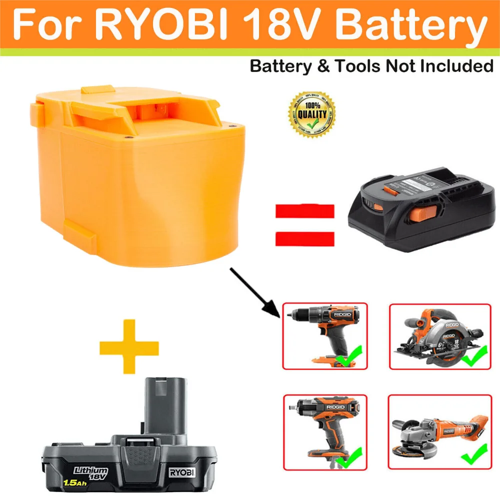 Adapter For Ryobi 18V Lithium Battery to Ridgid 18V RIDGID AEG Cordless Power Tools (Not include tools and battery)
