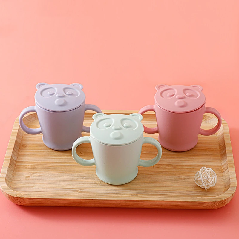 

No BPA Baby Feeding Cup Cartoon Siliconen Child Milk Cup Toddler Learning Drinking Bottle Double Handle Silicone Water Drinkware