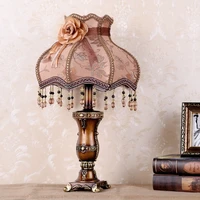 american country table lamp retro bedroom bedside lamp european style living room study romantic petal princess lamp