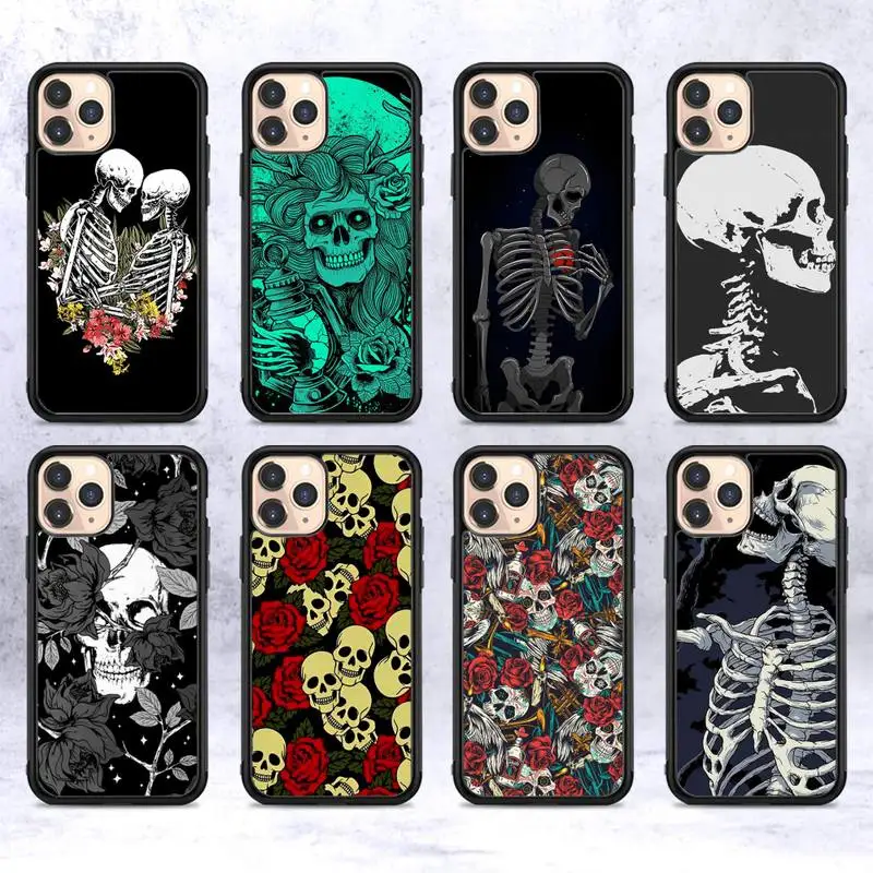 

Grim Reaper Skull Skeleton Phone Case Silicone PC+TPU Case for iPhone 11 12 13 Pro Max 8 7 6 Plus X SE XR Hard Fundas