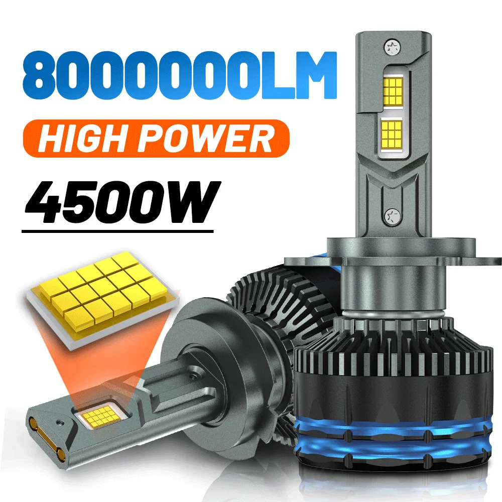 

4500 Вт 8000000LM H7 H4 H11 Светодиодная фара высокой мощности 8890 CSP Canbus H1 H8 9005 HB3 9006 HB4 9012 HIR2 Турбола Автомобильная светодиодная фара