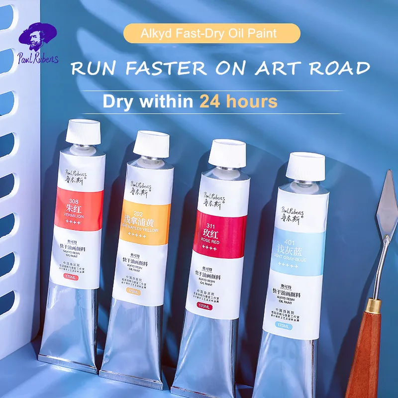 

24 Professional Rubens Artist Pigment Alkyd Hours For Supplies 170ml Art Oil Color High Tube Oil Fast Paints Paul Quality Drying