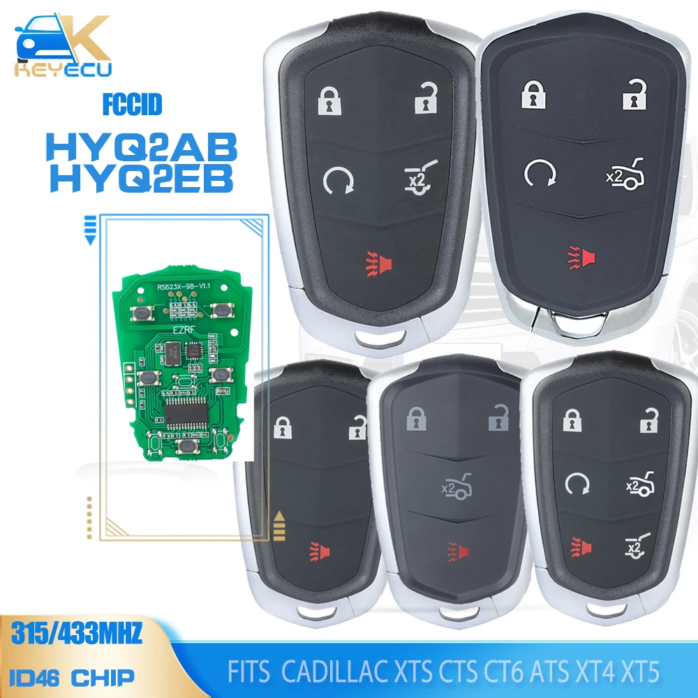 KEYECU HYQ2AB - 315 МГц HYQ2EB- 433 Мгц дистанционный ключ для 2015 2016 2017 2018 2019 Escalade ESV Cadillac XTS CTS CT6 ATS XT4 XT5