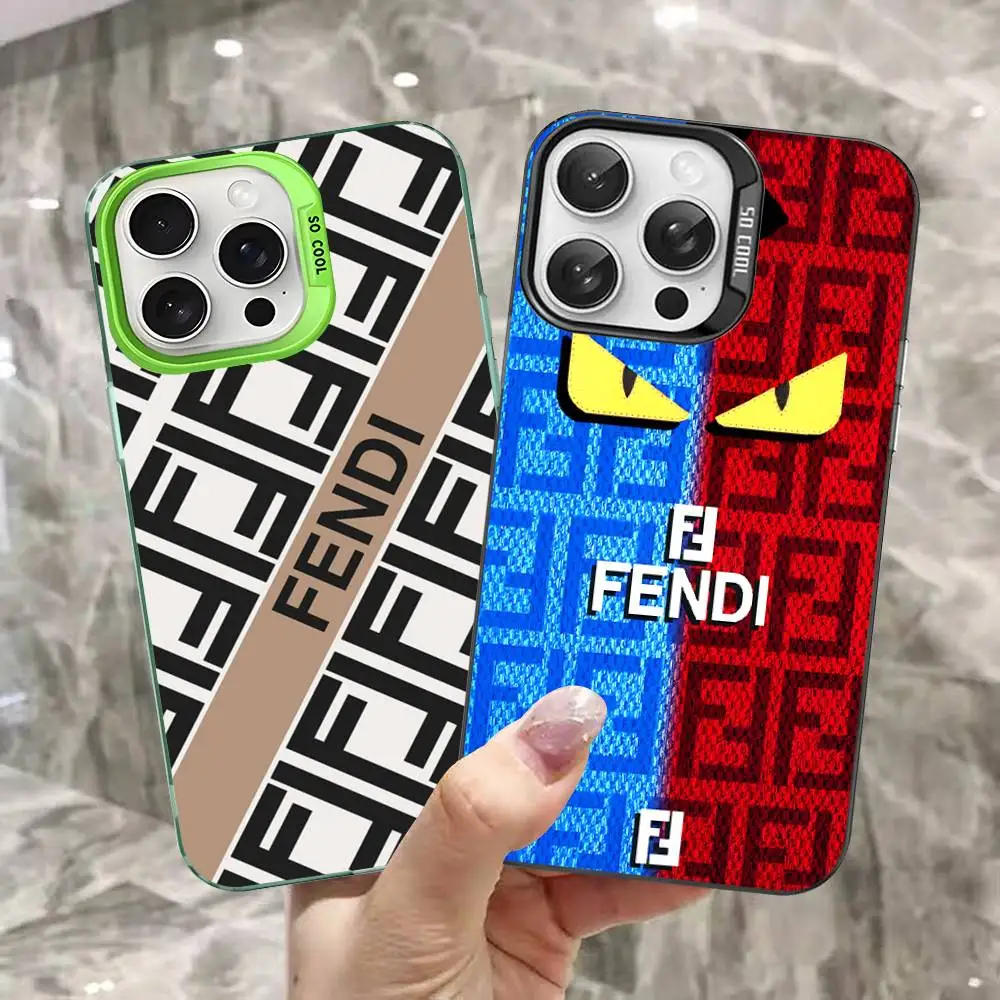 Фото Роскошный чехол для телефона с логотипом F-fendi для iPhone 17, 16, 15, 14, 11, 12, 13 Pro Max Plus Pro, цветной, серебристый №4