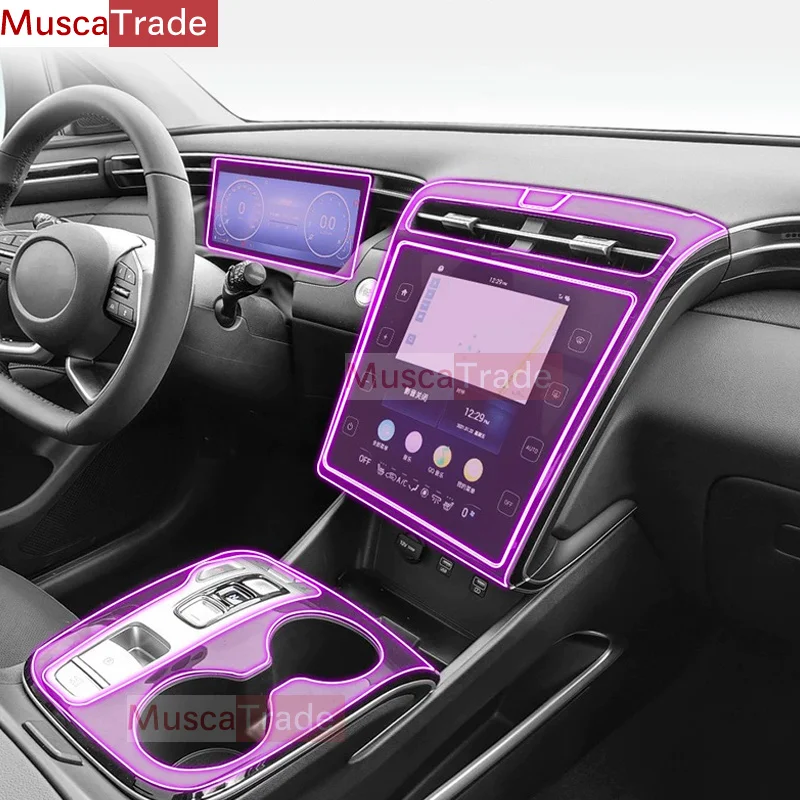 

For HYUNDAI TUCSON N Line NX4 2022 2021 Car Interior Gearpanel Dashboard Gps Navigation Screen Transparent TPU Protective Film