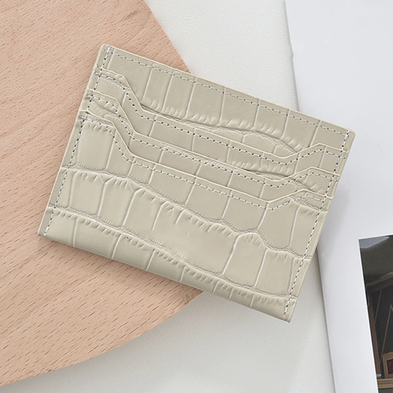 

Genuine Leather Men Card Wallet Hot Brand Designer Card Holder Ultra-Thin Card Package High Quality Crocodile Print Women Purse