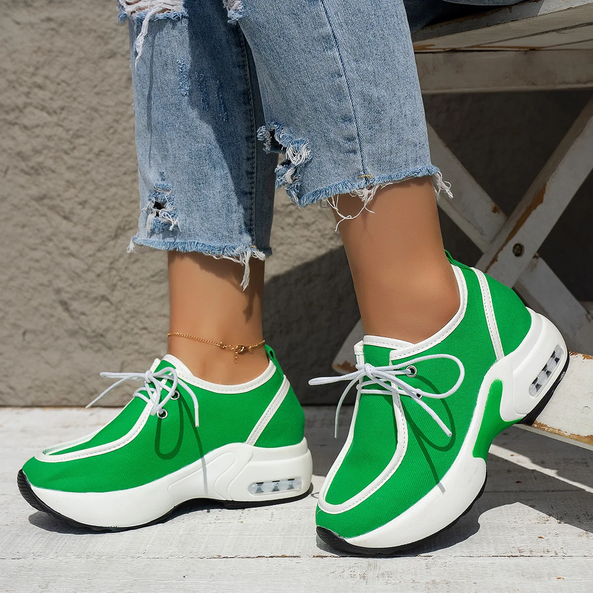 

Canvas Women's Sports Shoes Air Cushion Height Increase Casual Women Shoes Breathable Female Walk Sock Shoes Platform Sneakers
