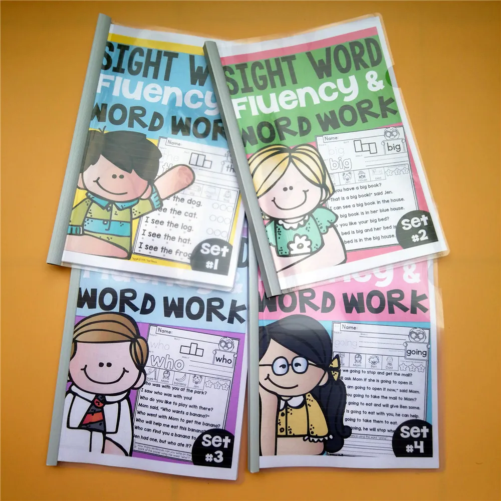 

English Sight Word Fluency & WORD WORK Workbook Exercise Training Practice worksheet Educational Kids English Books for Children