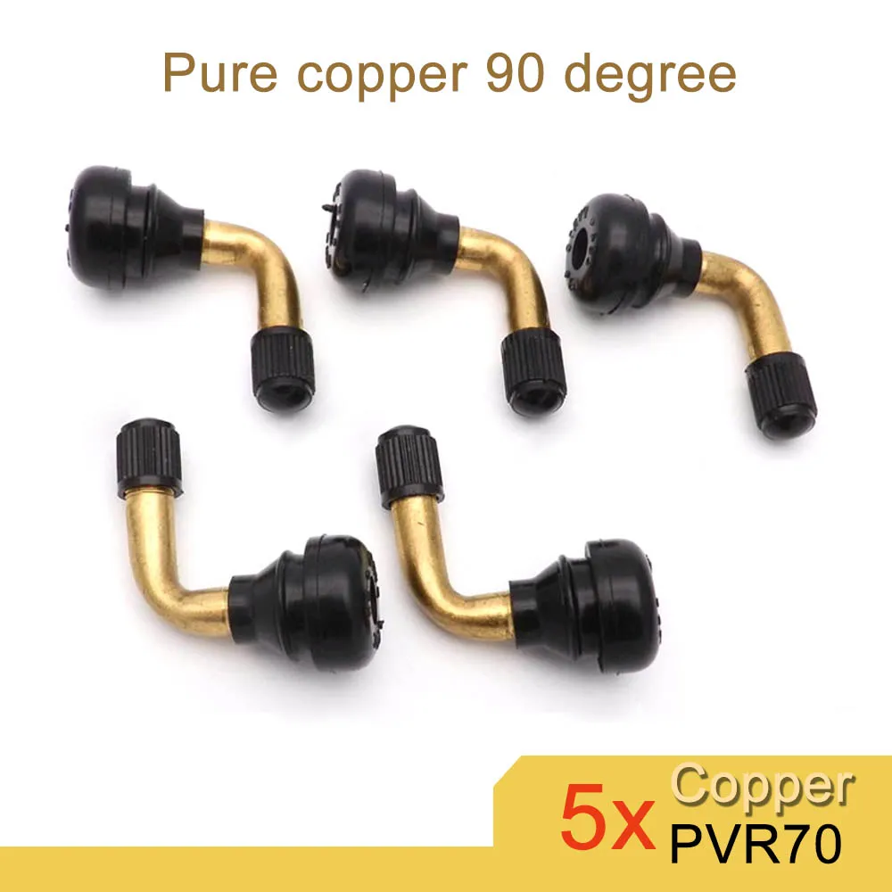 

5pcs Copper Valves Motorcycle Tubeless Tire Valve Stems Right Angle 90 Degrees for Auto Scooter ATV PVR70