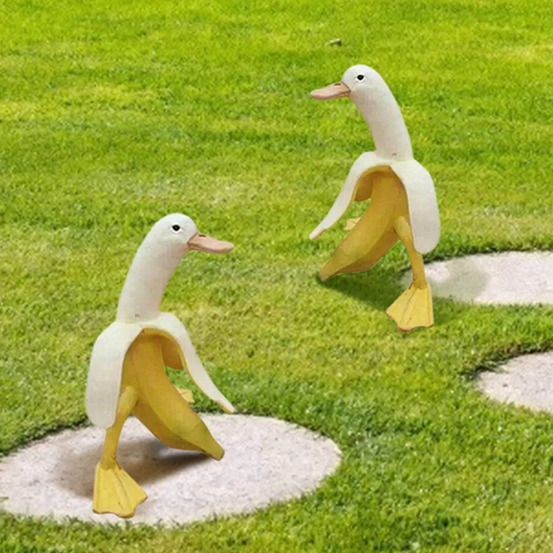 

Креативная статуя из смолы с изображением банана и утки, 2 шт., украшение для сада, двора, газона, ландшафта, настольное украшение