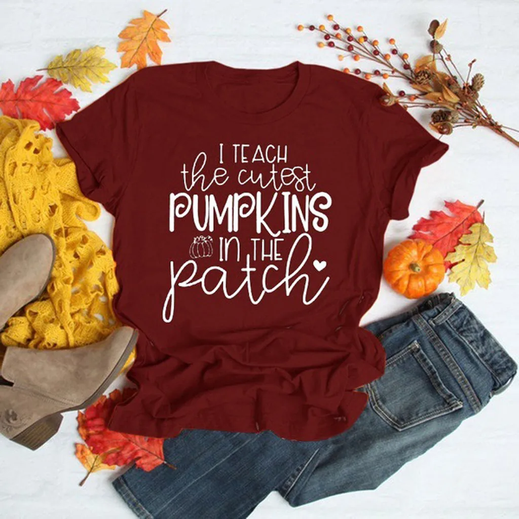 

Women Short Sleeve Halloween Printed O-Neck Tops Tee T-Shirt Blouse Tee Shirts Women Graphic Lace Casual