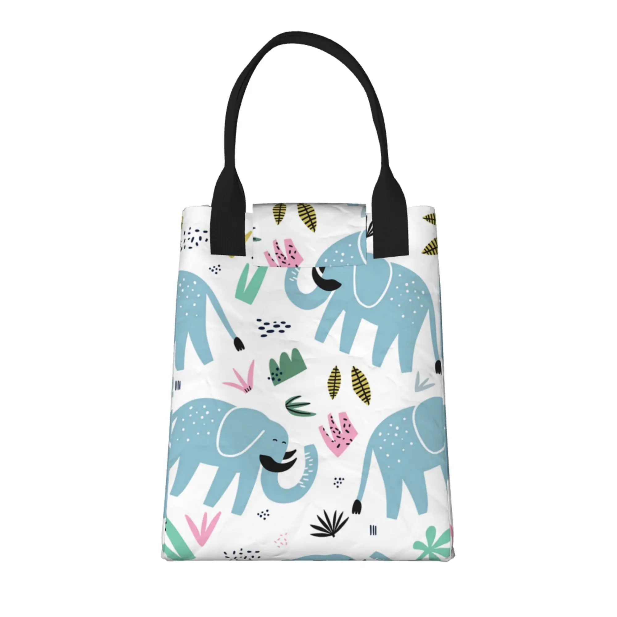 

Cute Elephant Large Trendy Grocery Tote with Handles, Reusable Shopping Bag Made of Durable Vintage Cotton Fabric