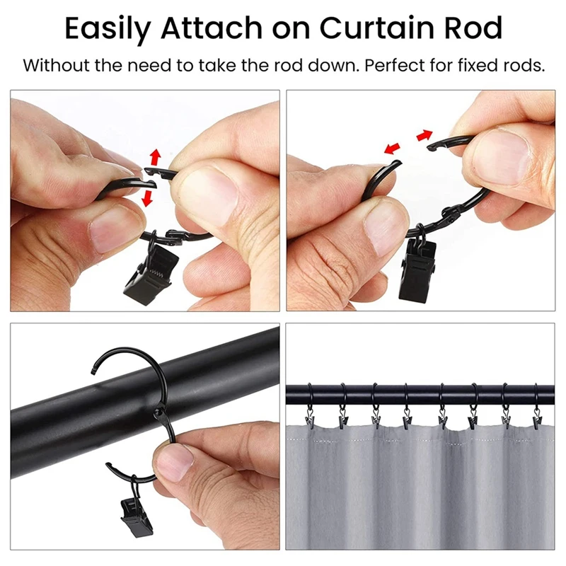 42 упаковки открывающихся колец для штор с зажимами внутренний диаметр 1 дюйм