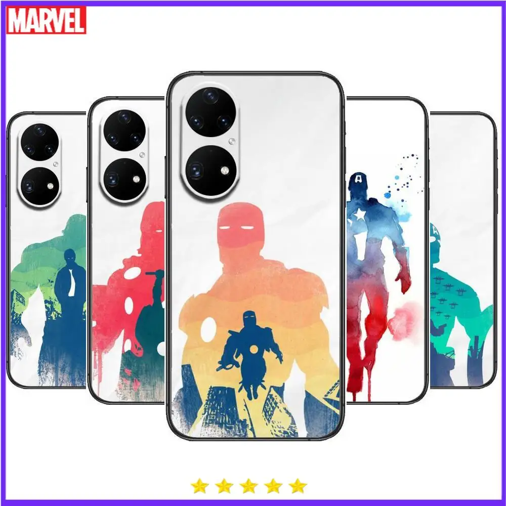

Captain America Iron Man Phone Case For Huawei p50 P40 p30 P20 10 9 8 Lite E Pro Plus Black Etui Coque Painting Hoesjes comic fa
