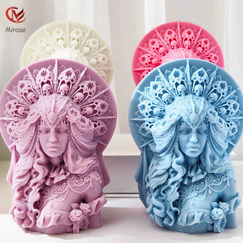 

Mirosie Bust Queen Candle Silicone Mold Art Candle Home Decoration Aromatherapy Plaster Queen Head Epoxy Resin Molds