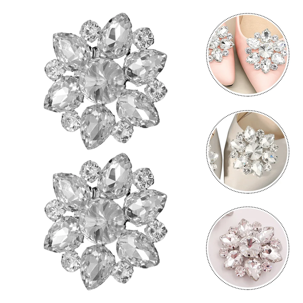 

2 Pcs Alloy Shoe Buckles Shoe Bling Clips Shoe Accessories Clips Pearl Decor Crystal Shoe Clips Square Buckle Schutz Heels Women
