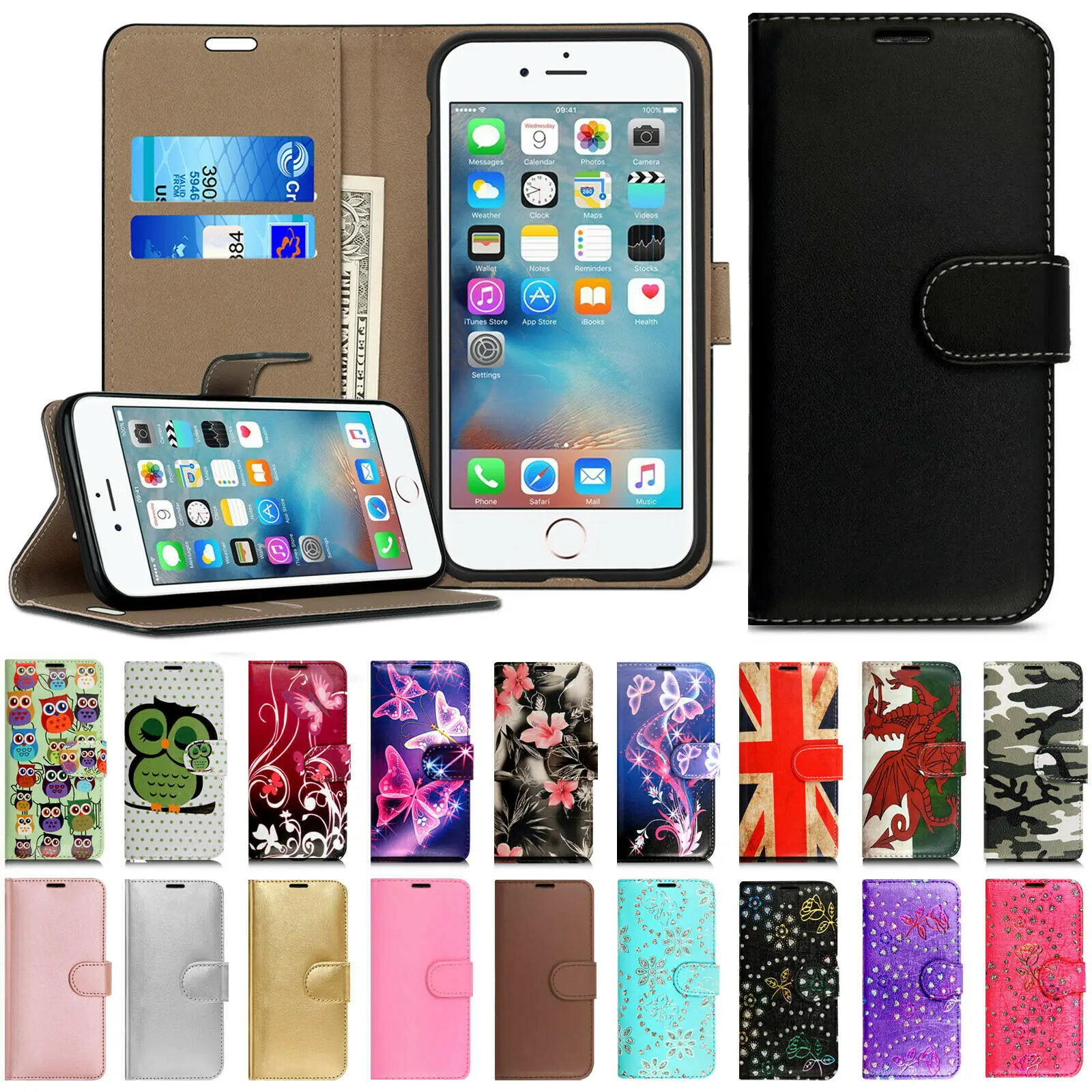 

Кожаный чехол-книжка с магнитной застежкой для iPhone 6 7 8 SE 2d поколения