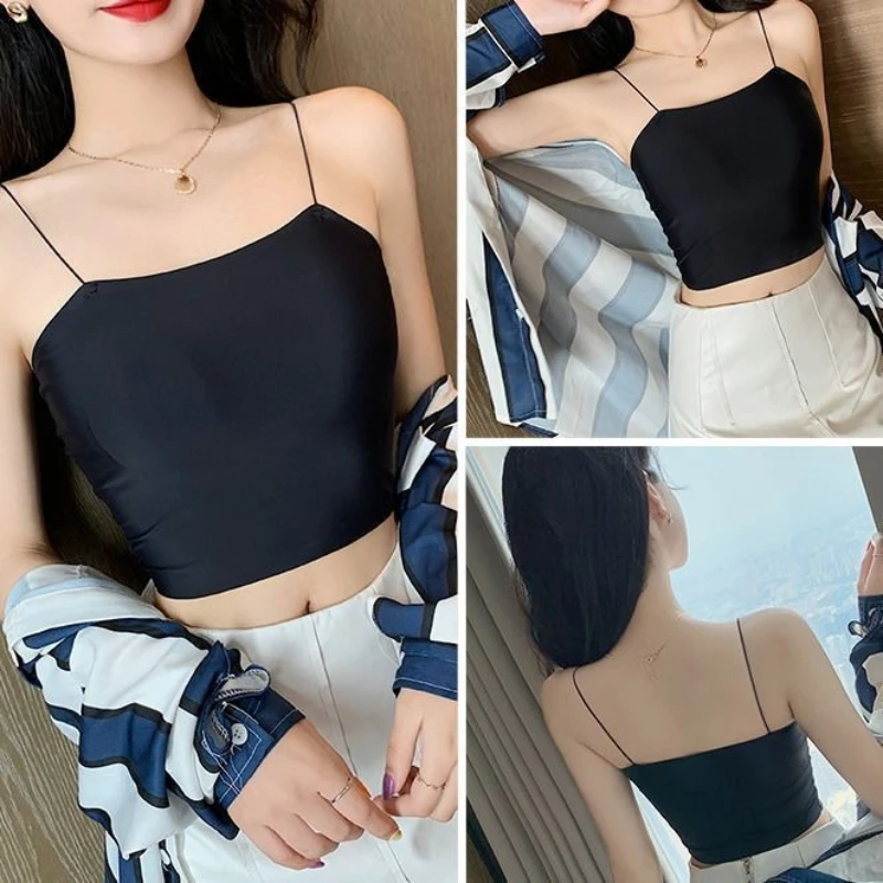 

Sexy Tank Top Black Halter Crop Tops Women Summer Camis Backless Camisole Fashion Casual Tube Top Female Sleeveless Cropped Vest
