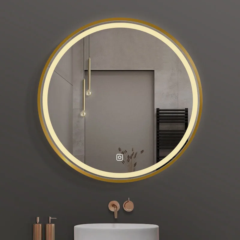 

Fogless Backlight Large Bath Mirrors Round Gold Smart Bath Mirrors Touch Led Bathroom Espejo Pared Shower Accessories WW50BM