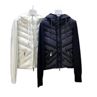 2022 autumn winter couple jacket down jacket brand sleeve splicing casual fashion hooded black zipper 90% white duck down warm a
