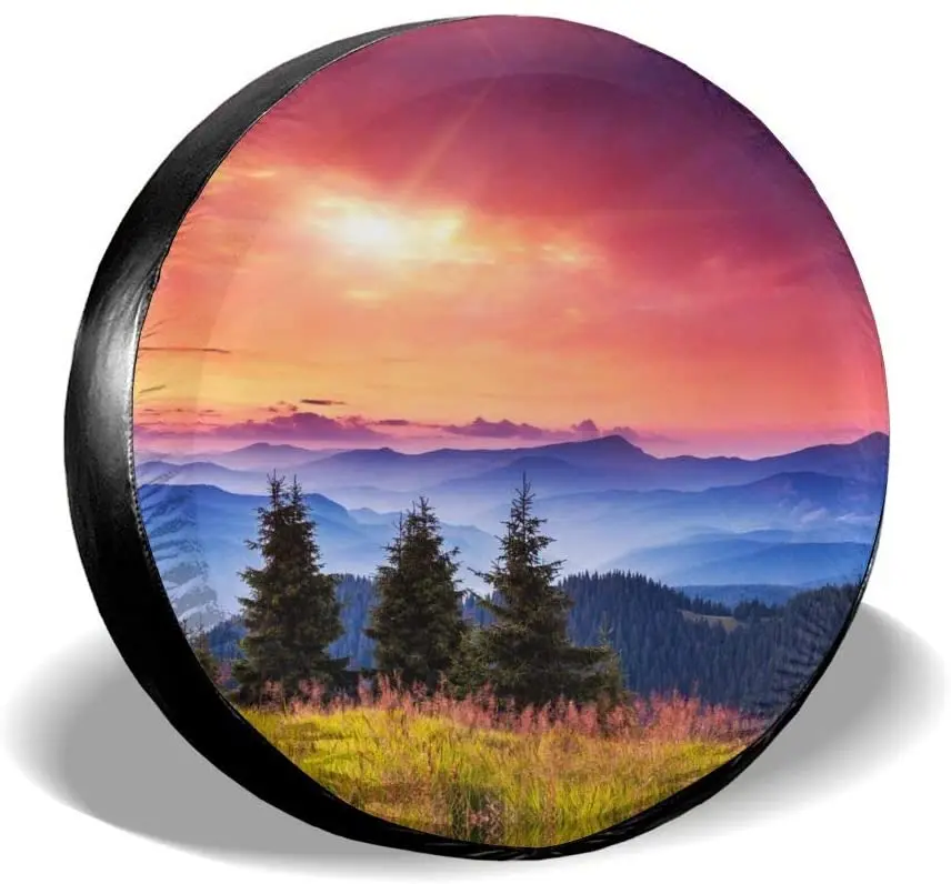 

Fantastic Morning Mountain Landscape Colorful Sky Spare Tire Cover Waterproof Dust-Proof UV Sun Wheel Tire Cover Fit for Jeep,Tr