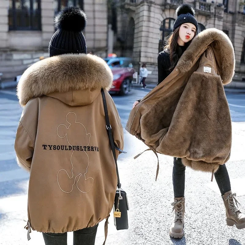 Faux Lamb Wool Coats Long Sleeve Hooded Zipper Short Fur Coat Women Outwear Solid Green Winter Thick Jackets High Quality Trench