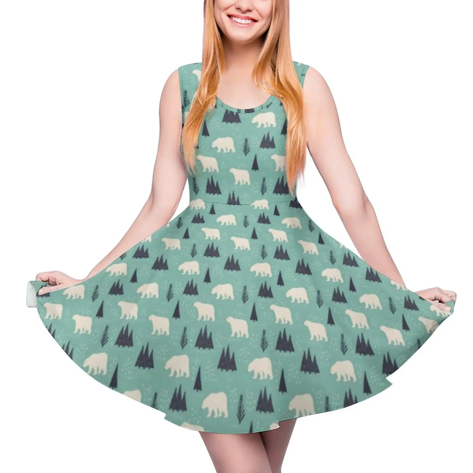 

Arctic Animal Print Dress Cute Polar Bears Streetwear Dresses Female Vintage Skate Dress Summer Graphic Clothes Big Size 4XL 5XL