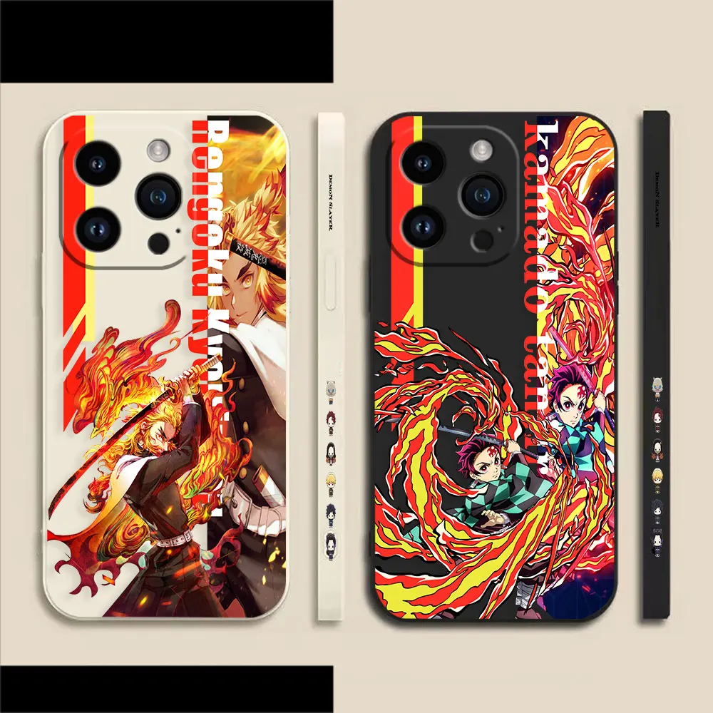 

Anime Demon Slayer Phone Case For Apple iPhone 14 13 12 11 Pro XS Max Mini X XR SE 7 8 6 6S Plus Colour Liquid Case Funda Shell