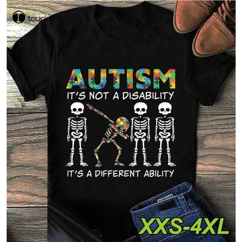 

Skeleton Autism It Not A Disability It A Different Ability T Shirt Short Sleeve Tee Top Tee Shirt Fashion Funny New Xs-5Xl