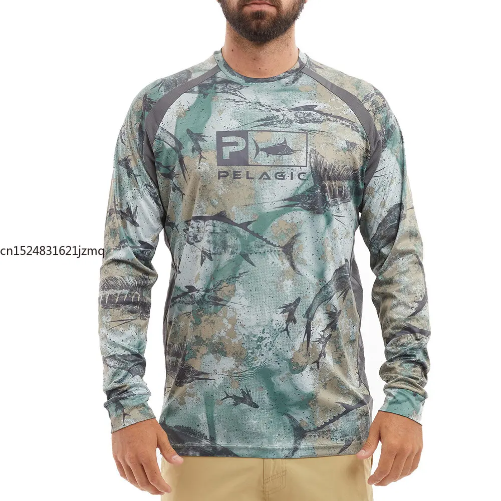 

Pelag Fishing Apparel Men Long Sleeve Sun Protection Fishing Clothing Breathable UPF 50+ Performance Fishing T-shirts Pesca