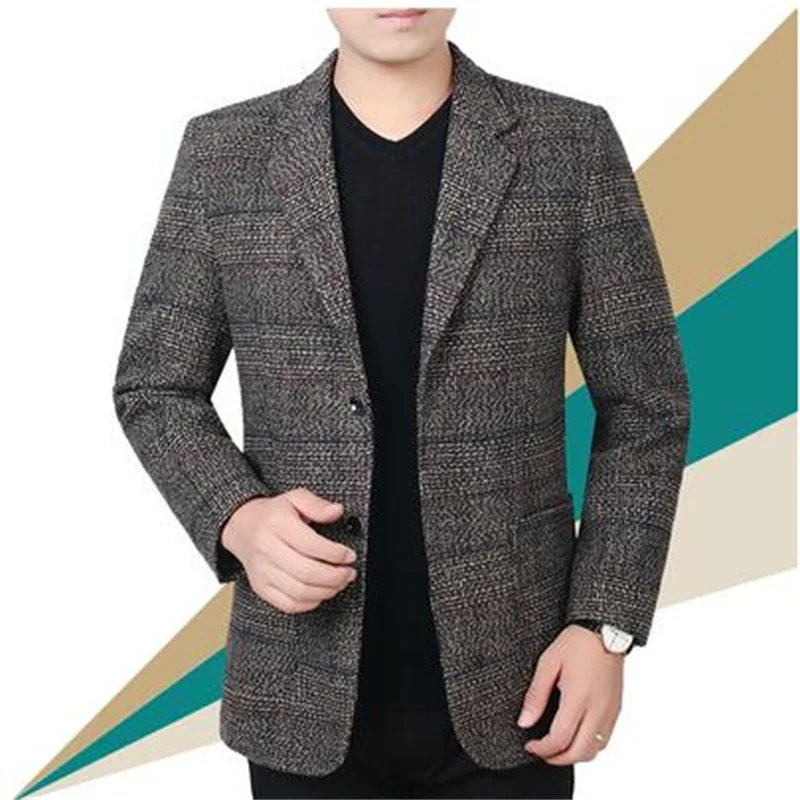 Middle-aged jacket men blazer Business Casual masculino slim fit casaco jaqueta masculina autumn winter thicken coats suit