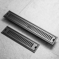 black mid outlet shower drain stainless steel bathroom floor drainage linear waste drains kitchen accessory 20306080100cm