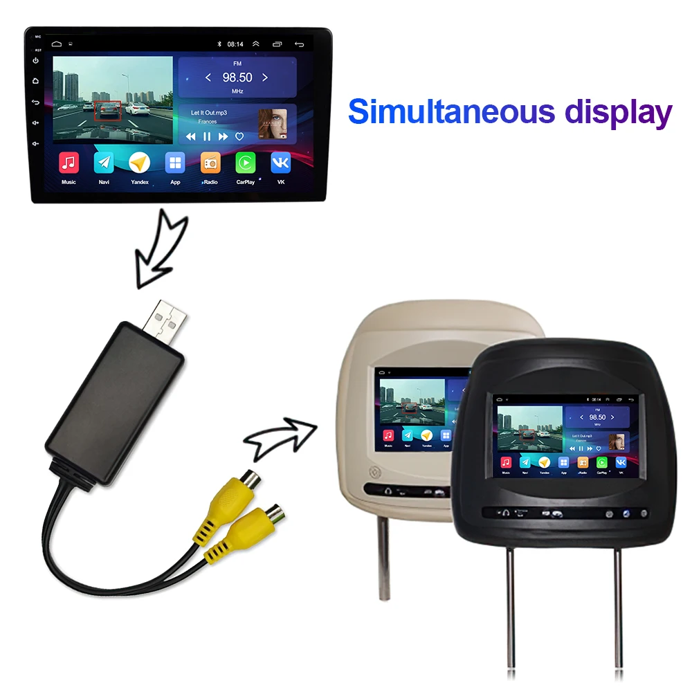 Адаптер для подключения подголовника LEHX USB-интерфейс к RCA HDMI видео выход монитор