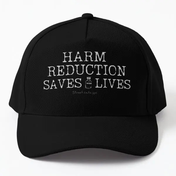 

Harm Reduction Saves Lives Scy Baseball Cap Hat Hip Hop Spring Outdoor Fish Women Boys Sun Solid Color Bonnet Black Printed